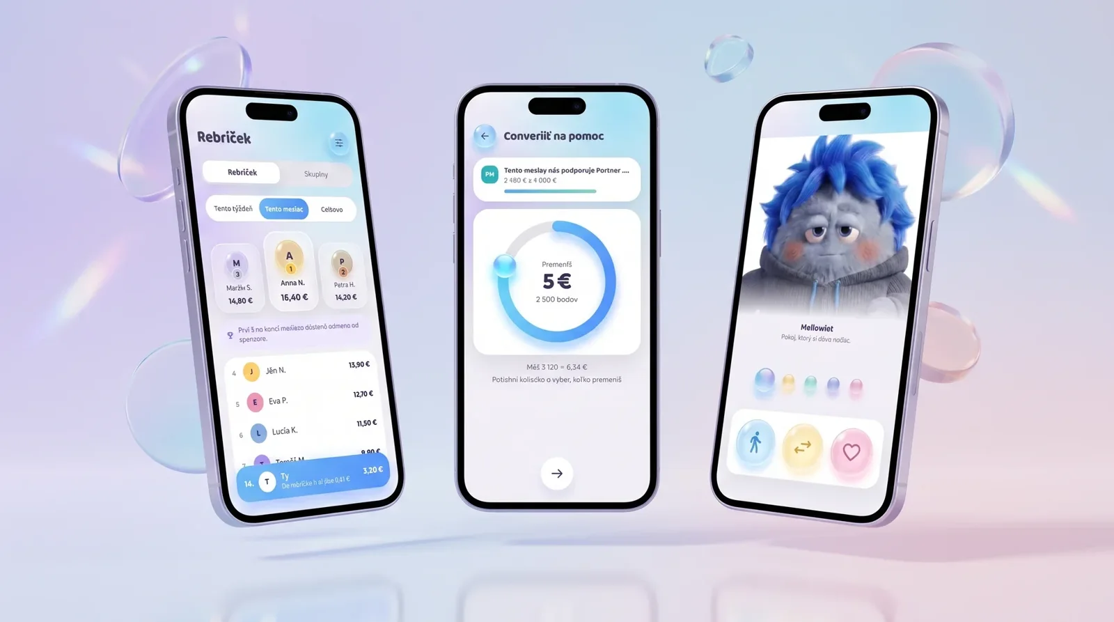 TAMITOS Move app: leaderboard, converting points into help, and the character Mellowiet